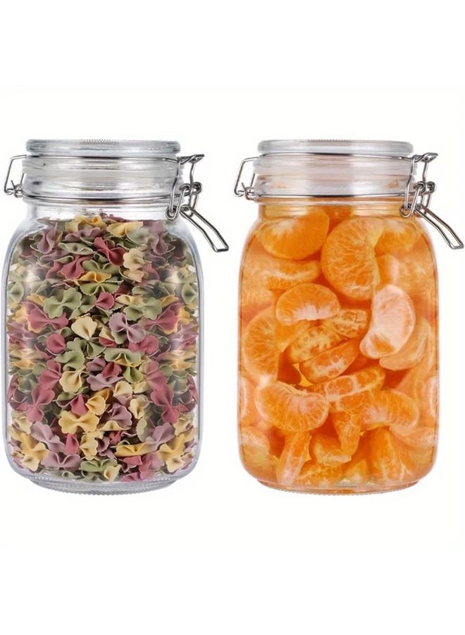 2pcs Wide Mouth Mason Jars With Hinged Lids Airtight Glass Storage Containers 50 72oz - Image 1